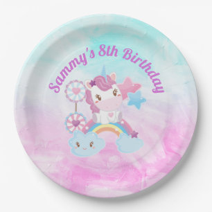 Cute Kawaii Dreamweaver Unicorn Rainbow Cloud Birt Papieren Bordje