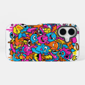 Cute Kawaii Drip Monster Pattern iPhone 16 case Hoesje (Achterkant horizontaal)