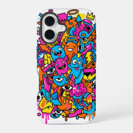 Cute Kawaii Drip Monster Pattern iPhone 16 case Hoesje