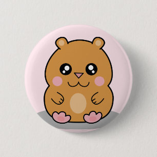 Cute Kawaii Dwarf Hamster Cartoon Button