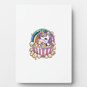 Cute kawaii eenhoorn met popcorn T-shirt met lange Fotoplaat