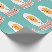 Cute kawaii egg and bacon cartoon illustration cadeaupapier (Hoek)