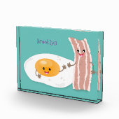 Cute kawaii egg and bacon cartoon illustration fotoblokken (Rechts)