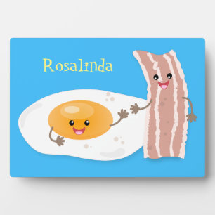 Cute kawaii egg and bacon cartoon illustration fotoplaat