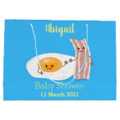 Cute kawaii egg and bacon cartoon illustration groot cadeauzakje (Achterkant)
