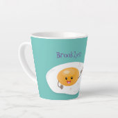 Cute kawaii egg and bacon cartoon illustration latte mok (Linkerhoek)