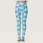 Cute kawaii egg and bacon cartoon illustration leggings (Voorkant)