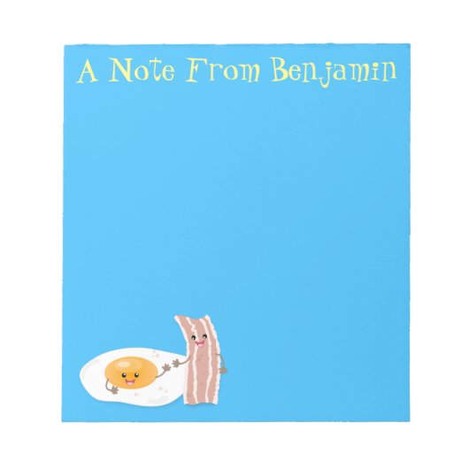 Cute kawaii egg and bacon cartoon illustration notitieblok (Voorkant)