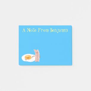 Cute kawaii egg and bacon cartoon illustration post-it® notes
