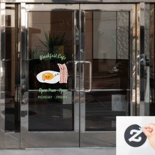 Cute kawaii egg and bacon cartoon illustration raamsticker
