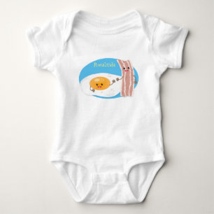 Cute kawaii egg and bacon cartoon illustration romper