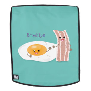 Cute kawaii egg and bacon cartoon illustration rugtassen