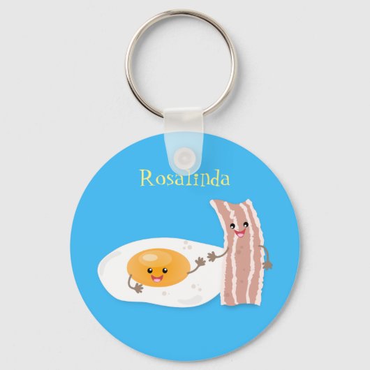 Cute kawaii egg and bacon cartoon illustration sleutelhanger (Voorkant)