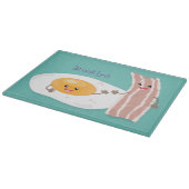 Cute kawaii egg and bacon cartoon illustration snijplank (Hoek)