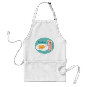 Cute kawaii egg and bacon cartoon illustration standaard schort