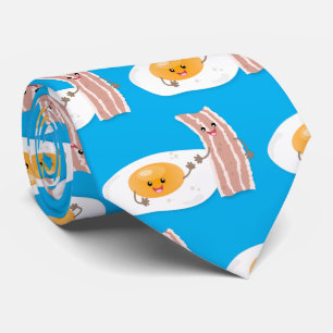 Cute kawaii egg and bacon cartoon illustration stropdas
