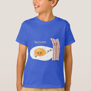 Cute kawaii egg and bacon cartoon illustration t-shirt