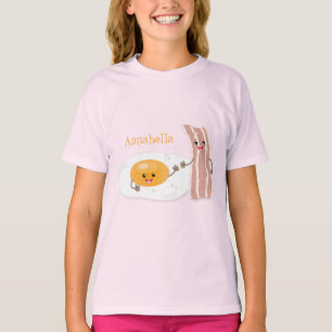 Cute kawaii egg and bacon cartoon illustration t-shirt