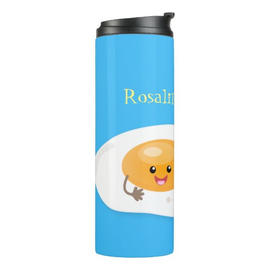 Cute kawaii egg and bacon cartoon illustration thermosbeker (Gedraaid links)