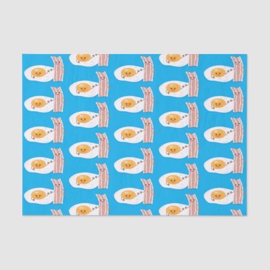 Cute kawaii egg and bacon cartoon illustration tissuepapier (Voorkant)