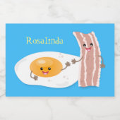 Cute kawaii egg and bacon cartoon illustration voedselcontainer etiket (Enkel label)