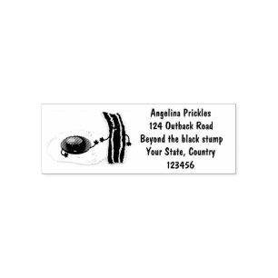 Cute kawaii egg and bacon cartoon illustration zelfinktende stempel