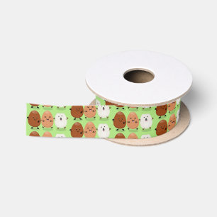 Cute kawaii eieren leuke cartoon illustratie lint