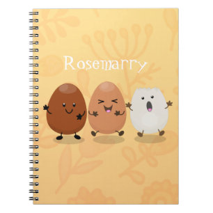 Cute kawaii eitjes grappige illustratie van cartoo notitieboek