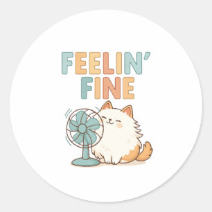Cute Kawaii Fan Kat Aesthetic Vinyl Sticker