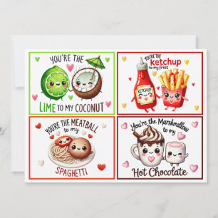 Cute Kawaii Foodie Valentijnskaarten voor in de kl Feestdagenkaart