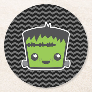 Cute Kawaii Frankenstein Monster Halloween Party Ronde Kartonnen Onderzetter