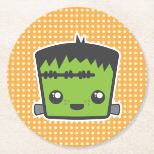 Cute Kawaii Frankenstein Monster Halloween Party Ronde Kartonnen Onderzetter