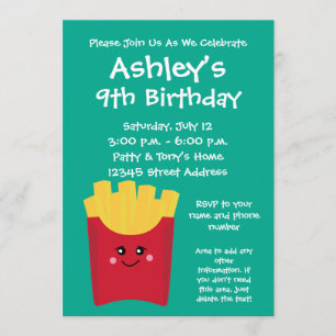 Cute Kawaii French Fries met Douane Naam Kaart