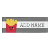 Cute Kawaii French Fries met Douane Naam Naambadge (Voorkant)