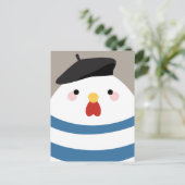 Cute Kawaii French Hen Illustration Briefkaart (Staand voorkant)