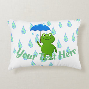 Cute Kawaii Frog and Rain Accent Kussen