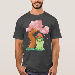 Cute kawaii frog en Sakura Cherry Blossom tree Ja T-shirt