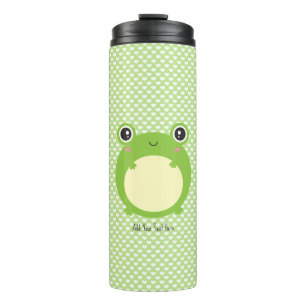 Cute Kawaii Frog met Persoonlijke tekst en foto Thermosbeker