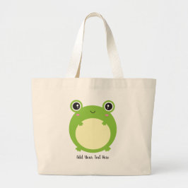 Cute Kawaii Frog met Persoonlijke tekst Tote Bag