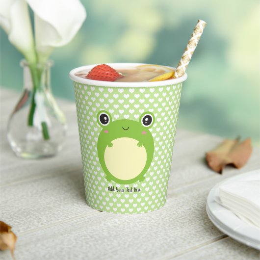 Cute Kawaii Frog Personalized Papieren Bekers (Insitu)