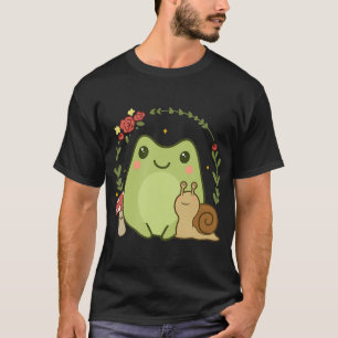 Cute Kawaii Frog Snail-paddestoel Aesthe T-shirt