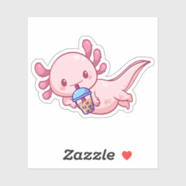 Cute Kawaii Funny Axolotl Boba Bubble Tea Sticker
