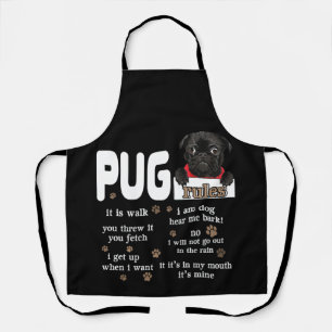 Cute Kawaii Funny Black Pug Dog Rules Gifts Schort