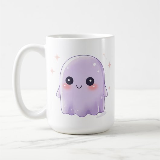 Cute Kawaii Ghost Coffee Mug | Cozy Halloween Cup (Gauche)