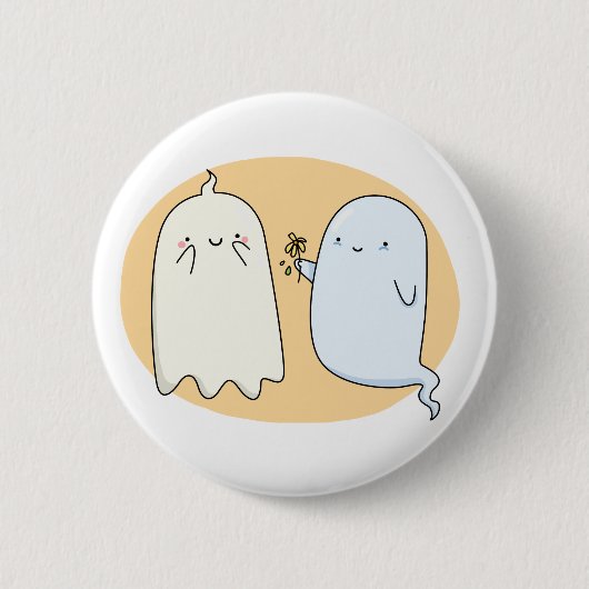 Cute Kawaii Ghost Couple Ronde Button 5,7 Cm (Voorkant)