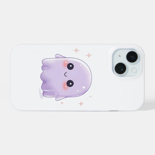 Cute Kawaii Ghost Phone Case | Pastel Halloween iPhone 15 Hoesje (Achterkant horizontaal)