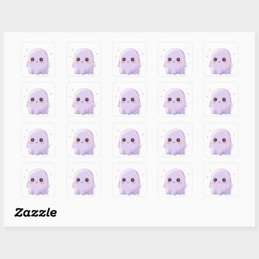 Cute Kawaii Ghost Sticker | Halloween Aesthetic (Feuille)