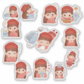 Cute Kawaii Girl Stickers (Devant)
