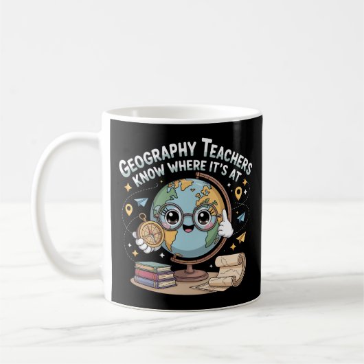 Cute Kawaii Globe with Compass – Funny Geography  Koffiemok (Links)