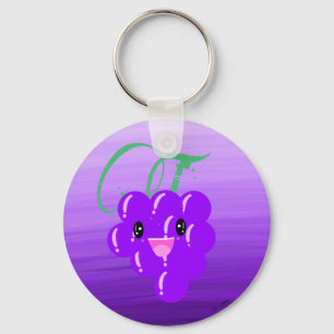 Cute Kawaii Grape Fruit Lover Foodie Ombre Paars Sleutelhanger
